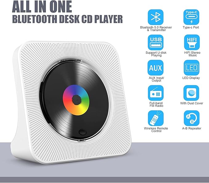 Gueray SoundWave™ 6-in-1 Bluetooth CD Player