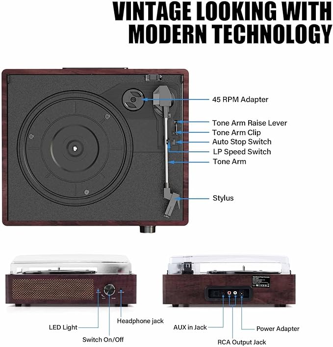 Vinylora™ Retro Bluetooth Record Player