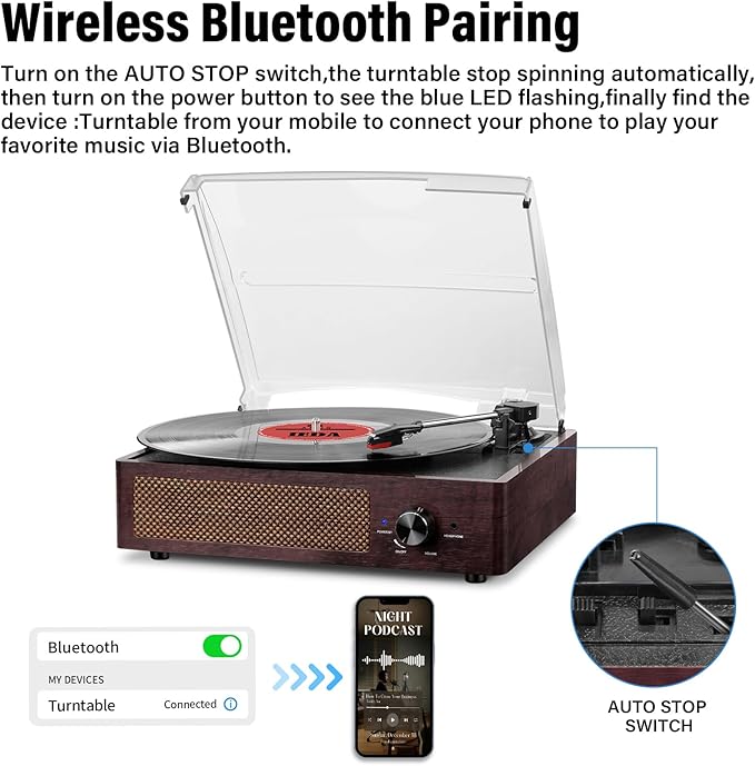 Vinylora™ Retro Bluetooth Record Player